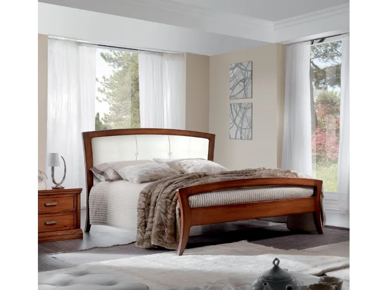 Letto Modigliani FMG295 in legno con testiera imbottita di Betamobili