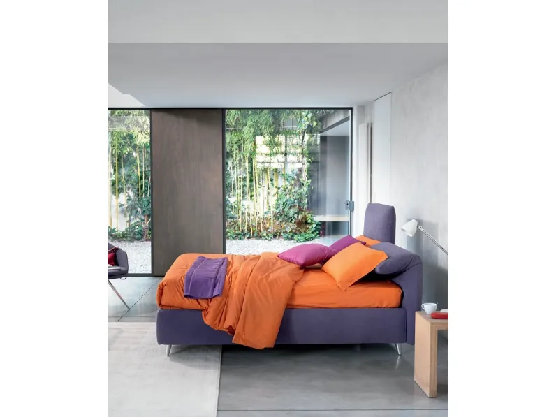Letto con testiera regolabile e box contenitore Jenny di Bontempi Letti Design
