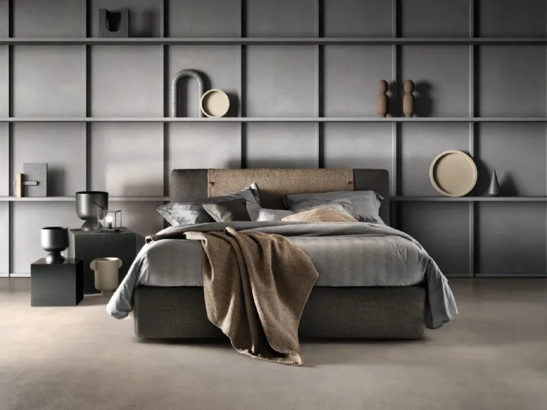 Letto con testiera in tessuto imbottito Button di Bside