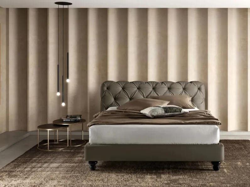 Letto imbottito in ecopelle con testiera trapuntata King di Bside