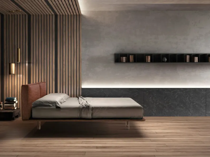 Letto in tessuto con testiera imbottita e piedini trasparenti Stylish di Bside