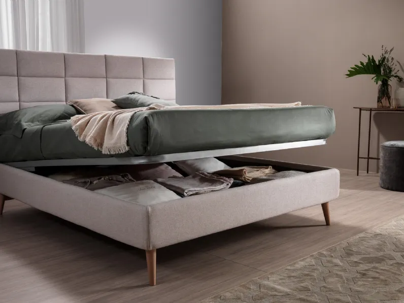 Letto Burton Twenty con box contenitore e testiera trapuntata di San Lorenzo