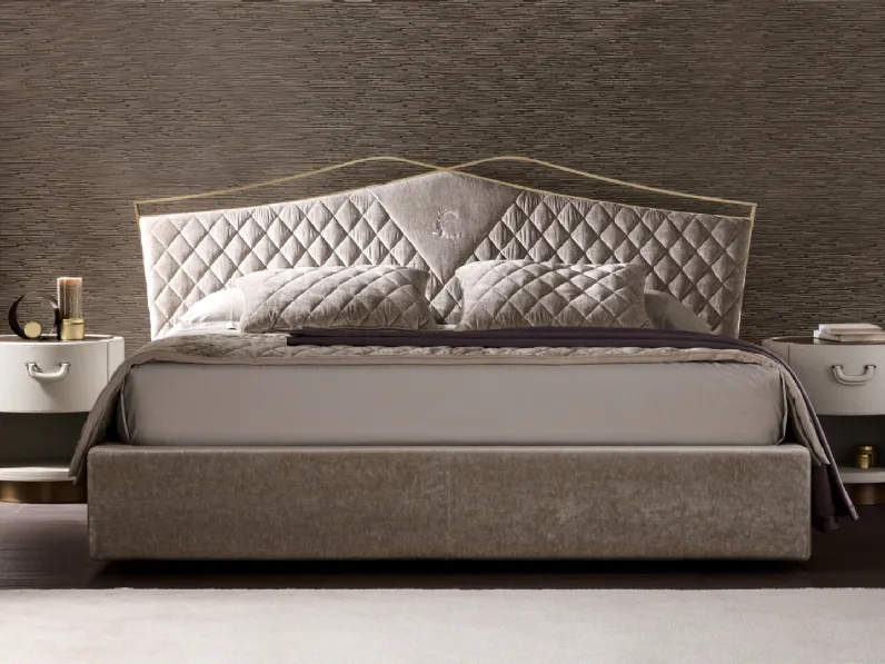 Letto classico in tessuto imbottito e trapuntato Valentino di Cantori