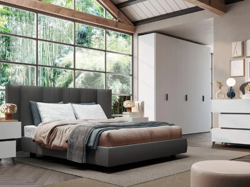 Letto in tessuto imbottito Vela di Cecchini Italia