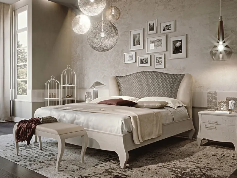 Letto con testiera in tessuto Cherì di Fasolin