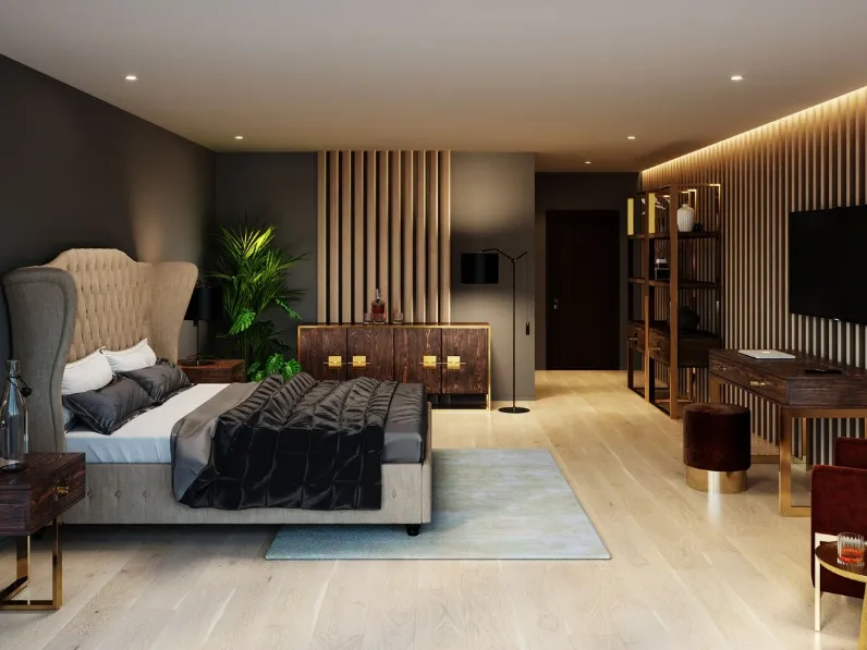 Letto con testiera City Spirit Lino Naturale di Kare Design