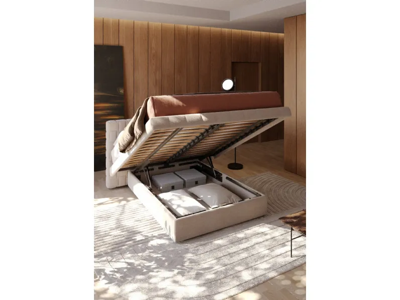 Letto imbottito con contenitore Cocos di Milano Bedding