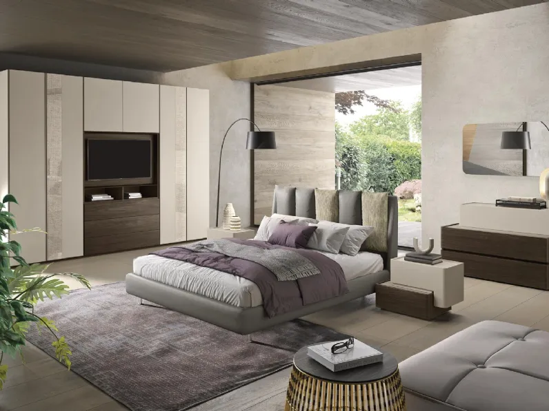 Letto in tessuto imbottito con testiera trapuntata Composizione 49 di Corso 11