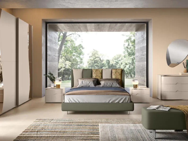 Letto in tessuto imbottito con testiera trapuntata Composizione 49 di Corso 11