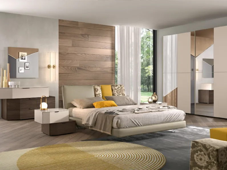 Letto in tessuto imbottito con testiera Composizione 09 di Corso 11