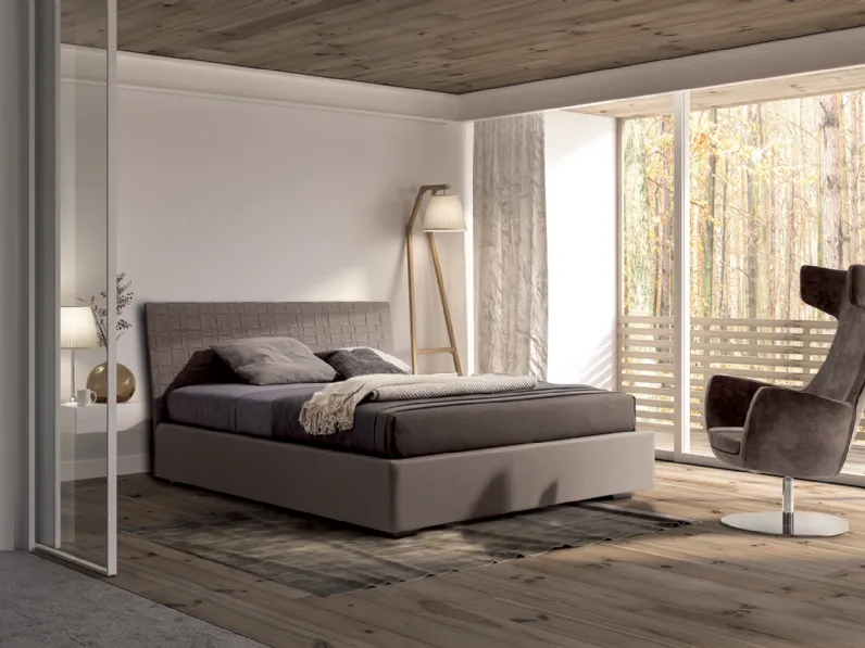 Letto in pelle con testiera intrecciata Compasso di Confort Line