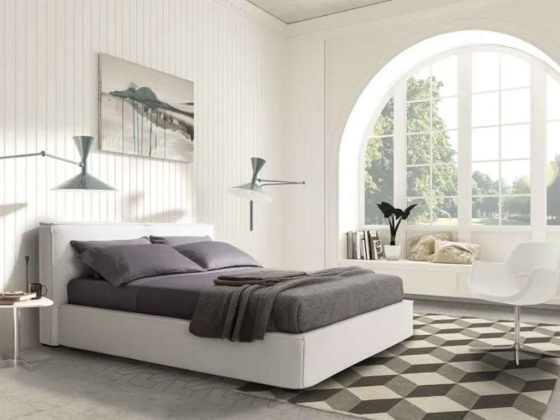 Letto in tessuto con testiera imbottita e box contenitore Logo di Confort Line