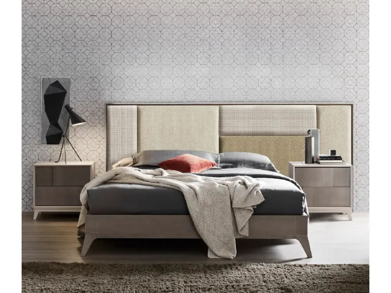 Letto Cumino con testiera patchwork in tessuto di Le Fablier