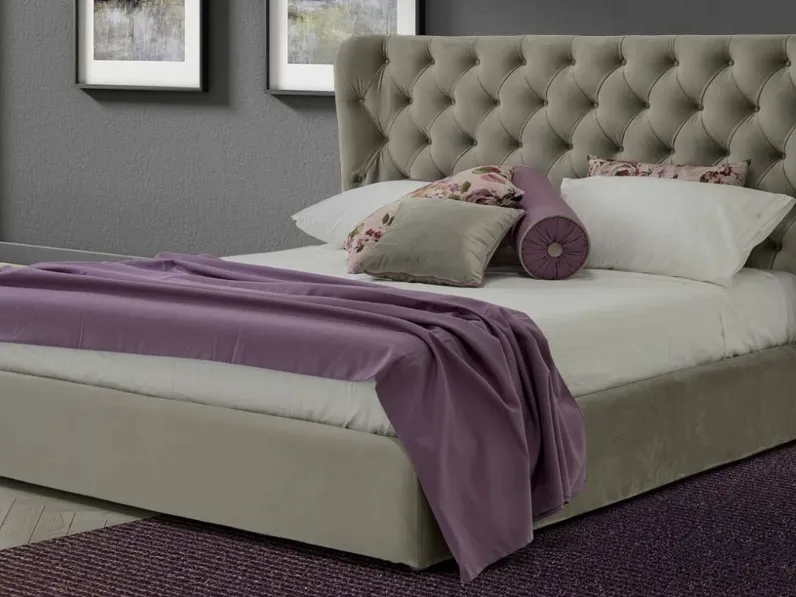 Letto imbottito Cygnus con box contenitore di Rimar