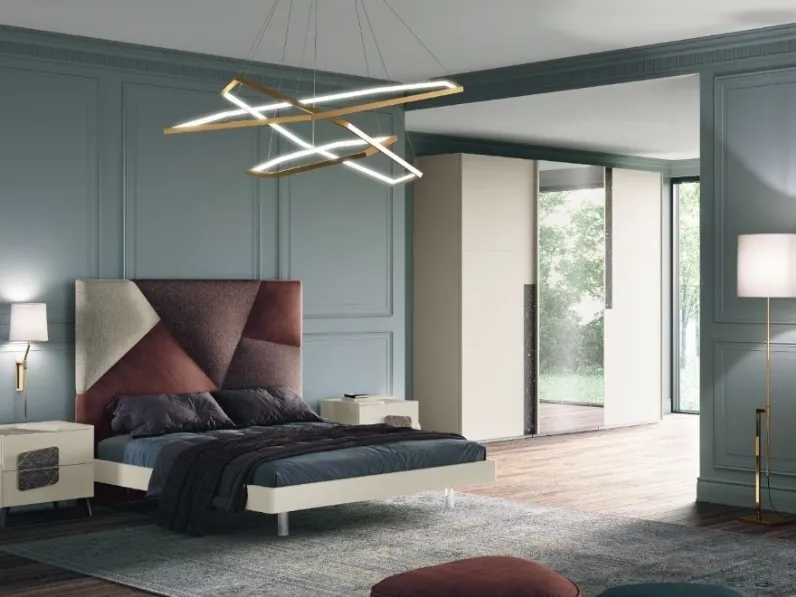 Letto Chanel 03 con testiera in tessuto imbottito di Dal Cin