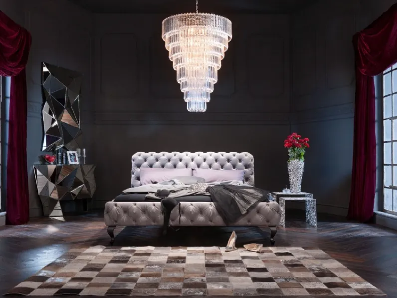 Letto Desire in Velluto Grigio con testiera di Kare Design