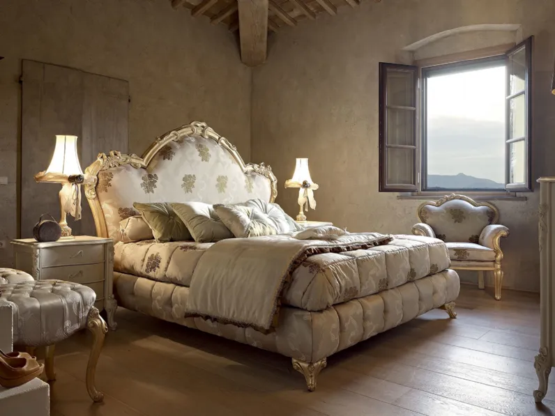 Letto in tessuto con testiera Diletta di Volpi