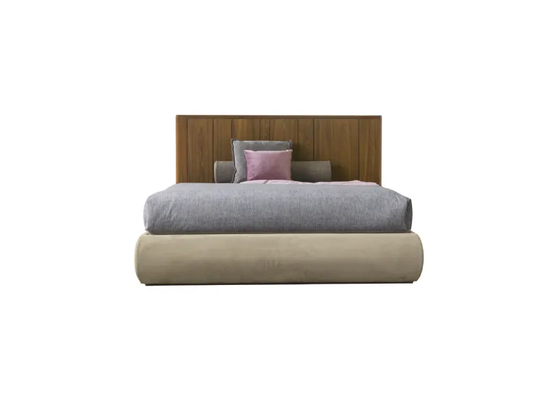 Letto Domino con testiera in legno e box contenitore di Modesign