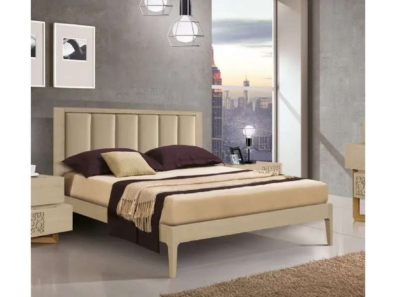 Letto Dynamic FMG2122 in frassino con testiera imbottita di Betamobili