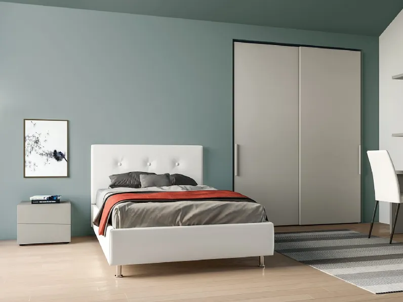 Letto a una piazza e mezza in ecopelle con testiera Eros di SantaLucia