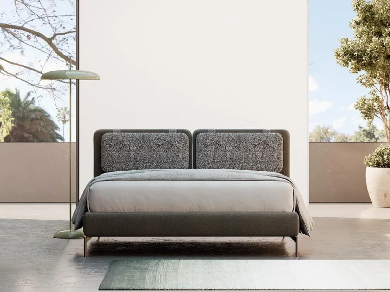 Letto Evans in tessuto imbottito con contenitore di Divaletti Home