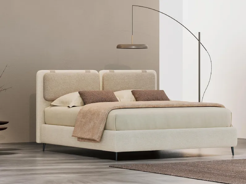 Letto Evans in tessuto imbottito con contenitore di Divaletti Home