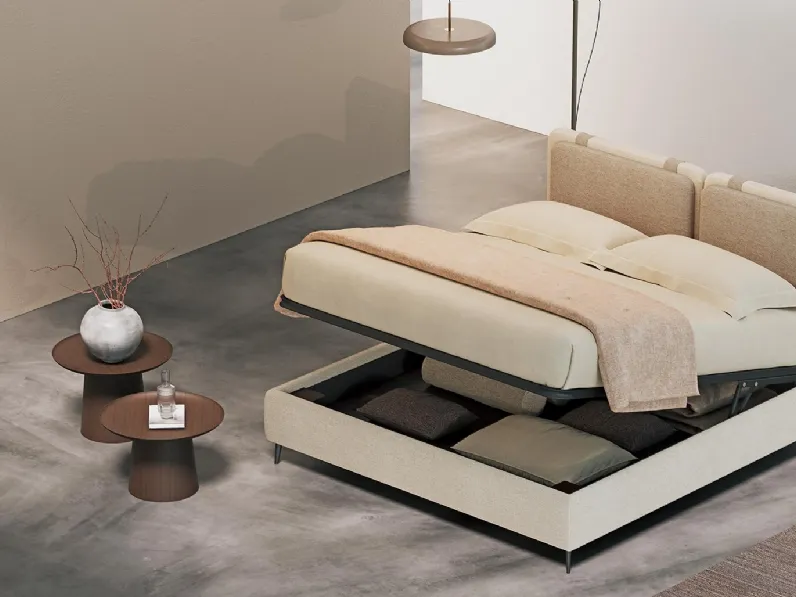Letto Evans in tessuto imbottito con contenitore di Divaletti Home