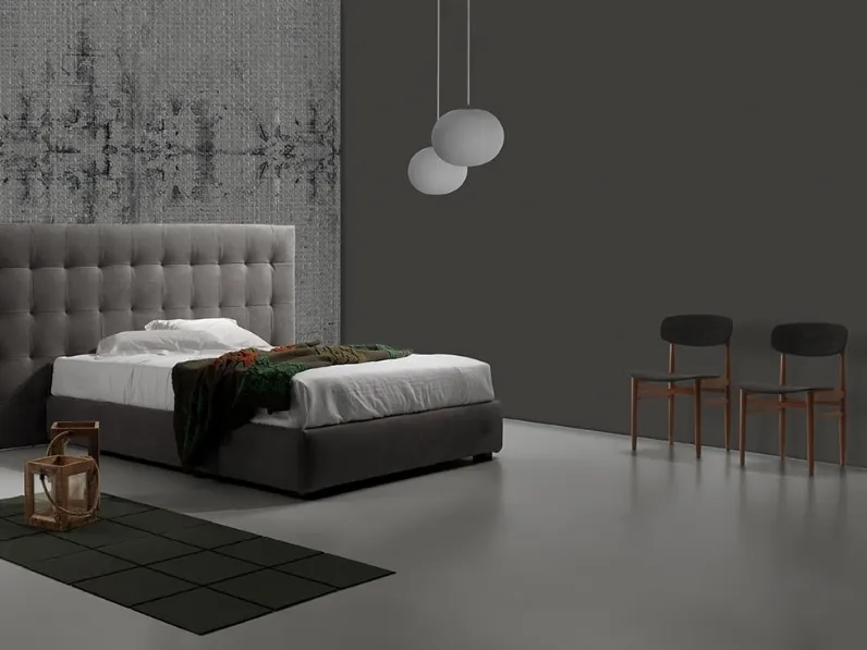 Letto in tessuto a una piazza e mezza con testiera lavorazione capitonné Desio Maxi di Excò