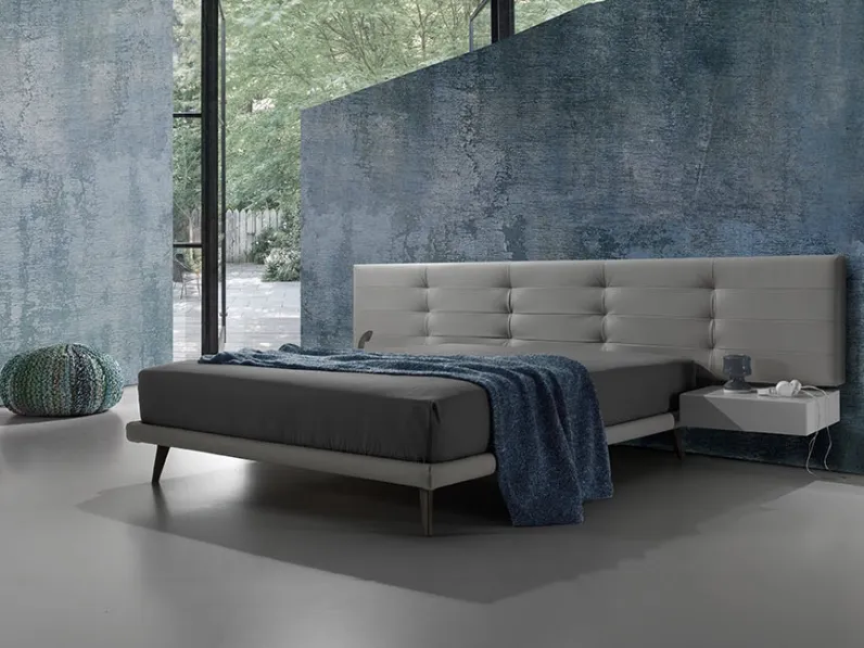 Letto in pelle con testiera trapuntata Twist Tess 290 di Excò