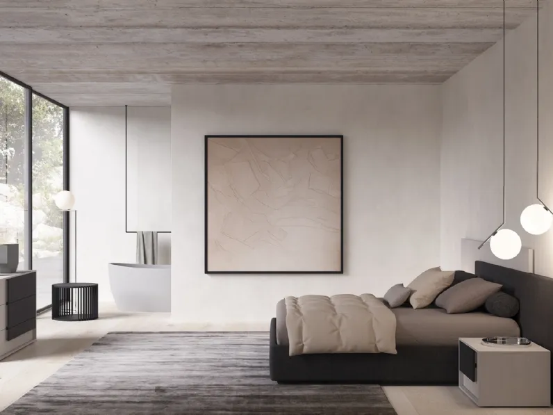 Letto in tessuto con testiera Poker di Favero