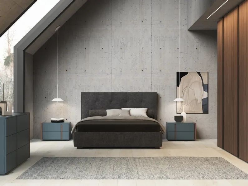 Letto in tessuto con testiera Snap di Favero