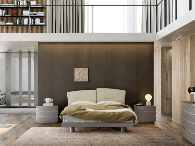 Letto con testiera imbottita in pelle Insieme di Fazzini
