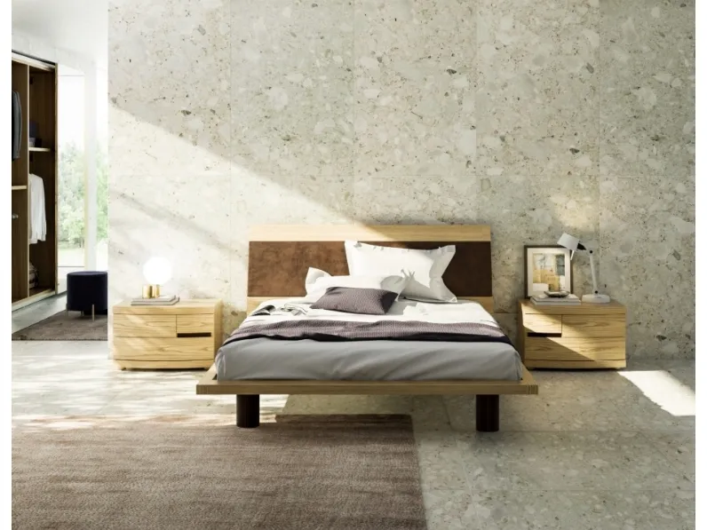 Letto in legno con testiera Lekurve di Fazzini