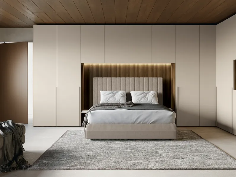 Letto con testiera in tessuto trapuntato Softcase di Febal Casa