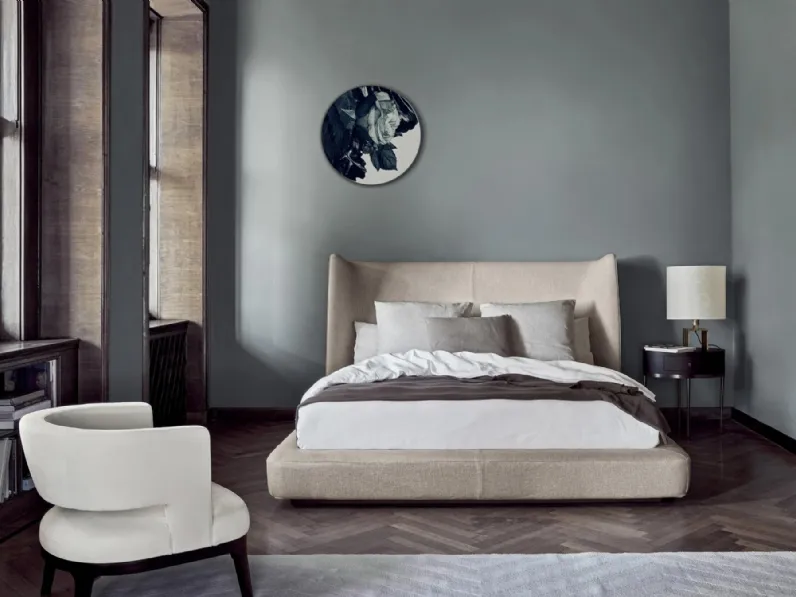 Letto Midnight in tessuto imbottito di Flexform