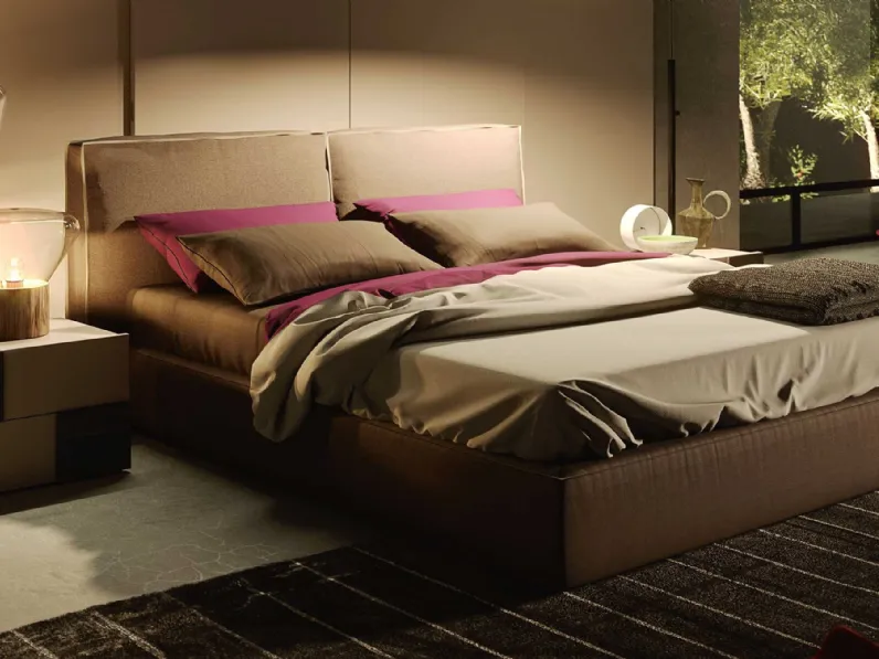 Letto con testiera in tessuto imbottito Free di Archimede