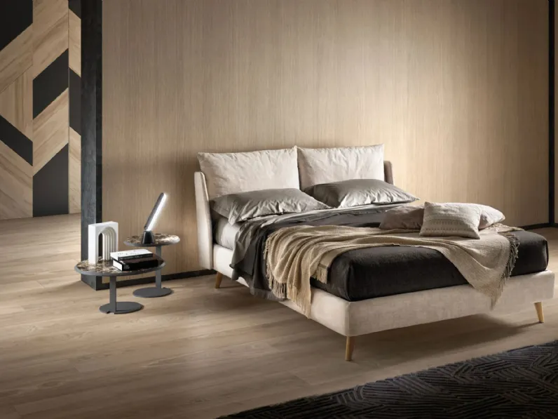 Letto moderno imbottito con testiera Fun Double di Bside
