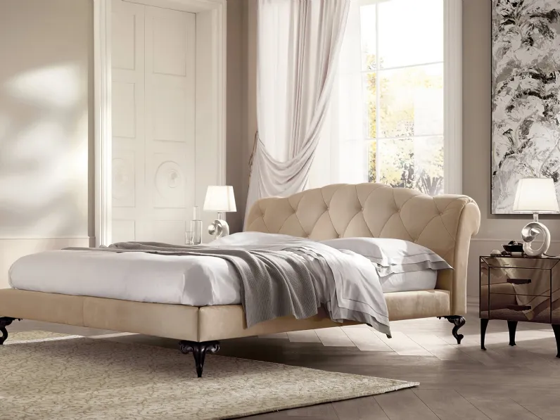 Letto con testiera imbottita e trapuntata George di Cantori