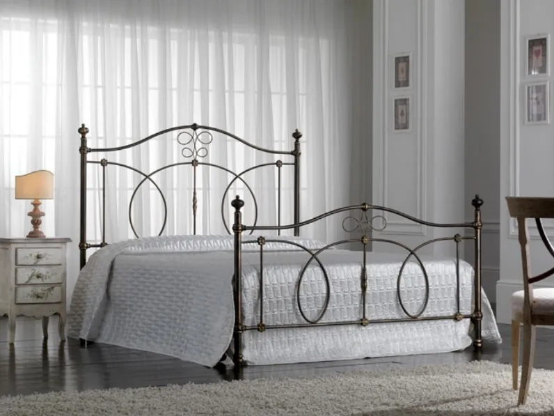 Letto matrimoniale in ferro battuto finitura Nero e Oro Giada di Florentiabed