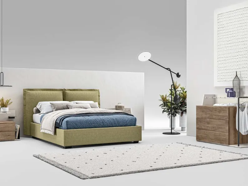 Letto matrimoniale in tessuto imbottito con testiera Suez GL10 di Marka Total Living