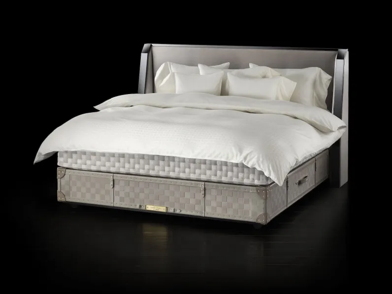 Letto in tessuto con testiera Grand Vividus Natural Shale di Hastens