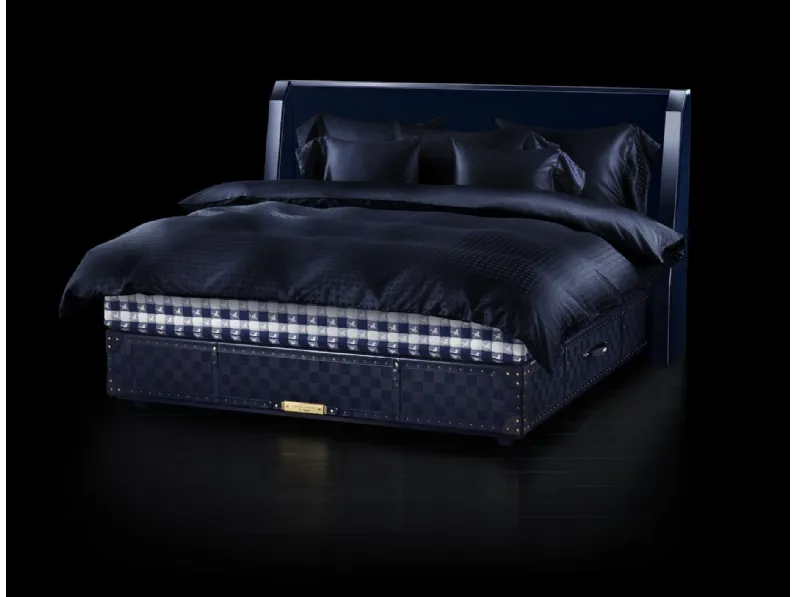Letto in tessuto con testiera Grand Vividus Traditional Blue di Hastens
