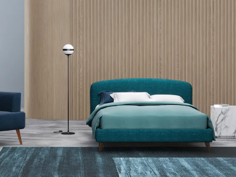 Letto in tessuto Harry con testiera arrotondata di Divaletti Home