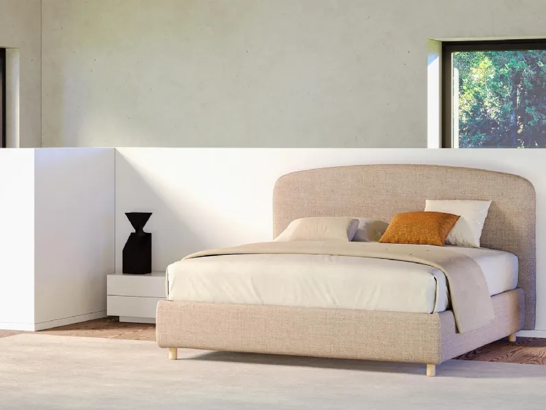 Letto in tessuto Harry con testiera arrotondata di Divaletti Home