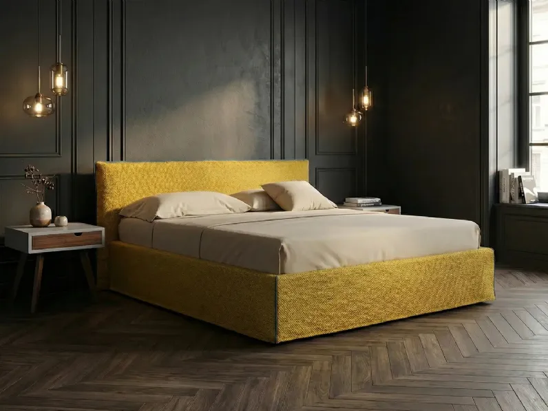 Letto in tessuto con testiera e contenitore Tahiti di Horm