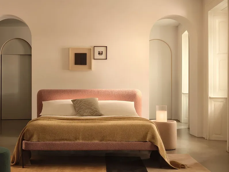 Letto matrimoniale in tessuto con testiera imbottita Joy di Bolzan Letti