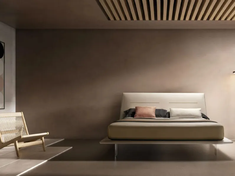 Letto matrimoniale in ecopelle con testiera JT di Bside