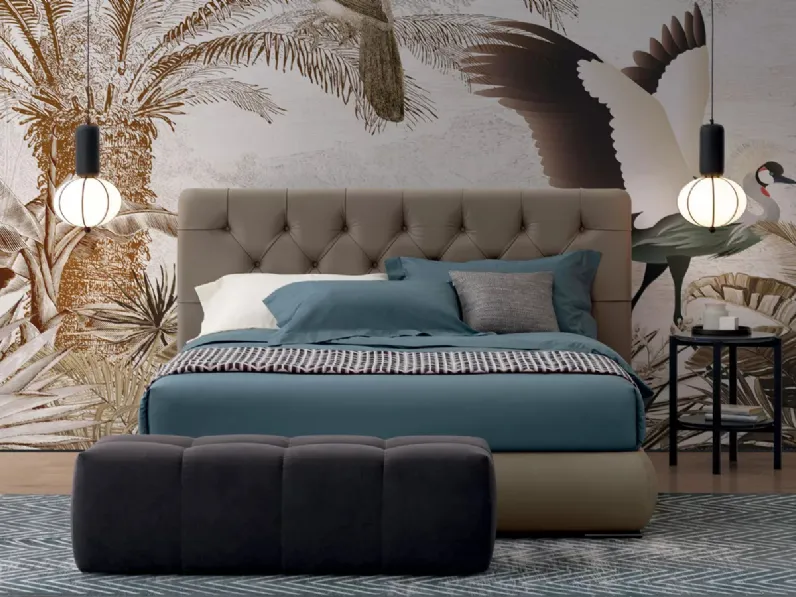 Letto in pelle Jubilee con box contenitore di Oggioni