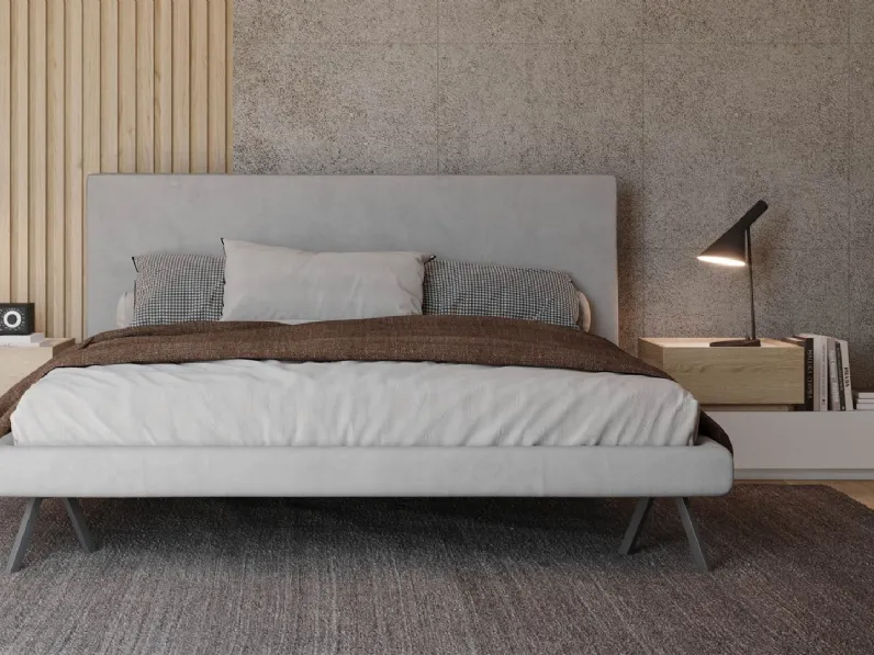 Letto in ecovelluto con testiera Kudo di Giessegi