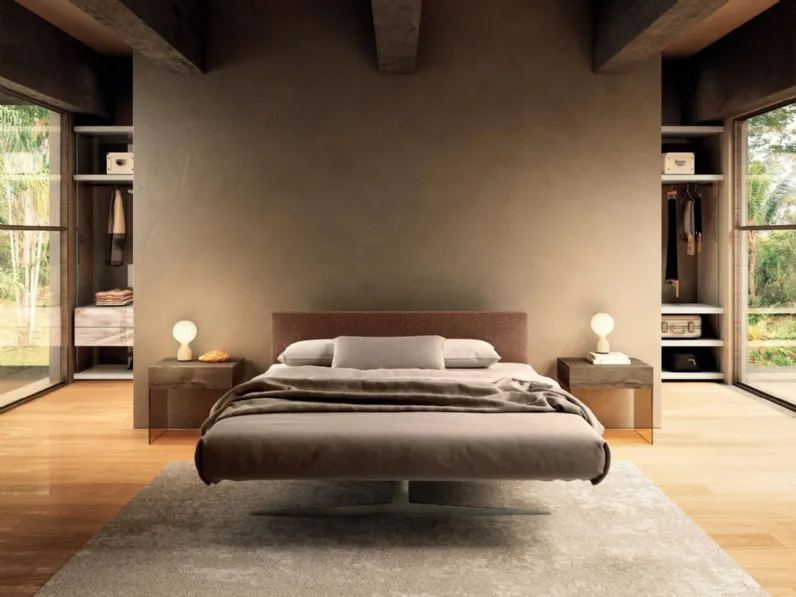 Letto con testiera imbottita Steel 1701 di Lago